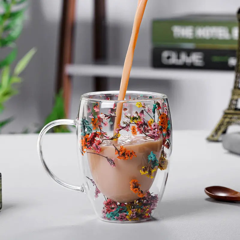 FLOWER GLASS MUG  - LARGE