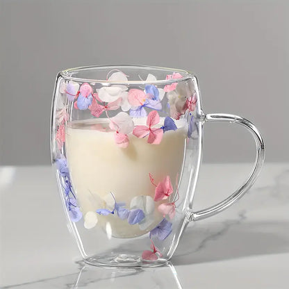 FLOWER GLASS MUG  - LARGE