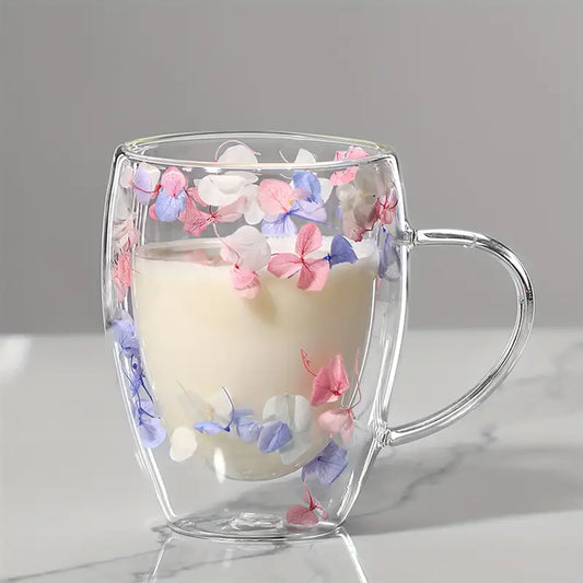 FLOWER GLASS MUG  - LARGE