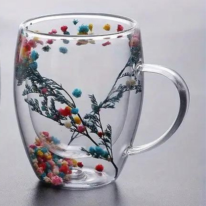 FLOWER GLASS MUG  - LARGE