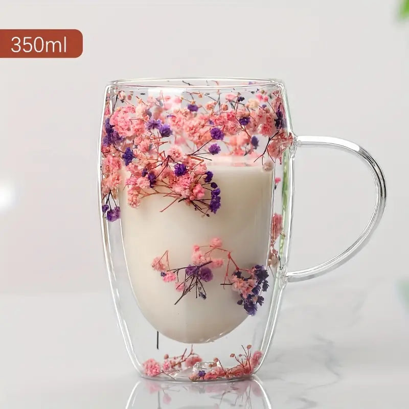 FLOWER GLASS MUG  - LARGE