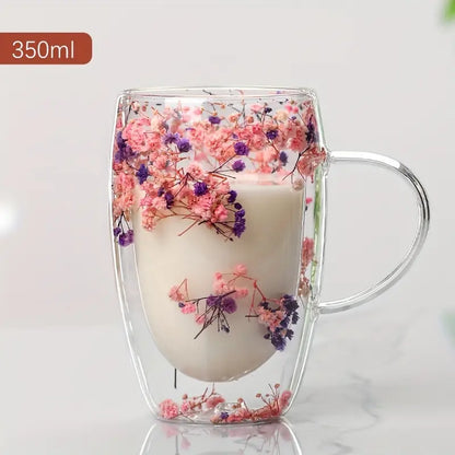 FLOWER GLASS MUG  - LARGE