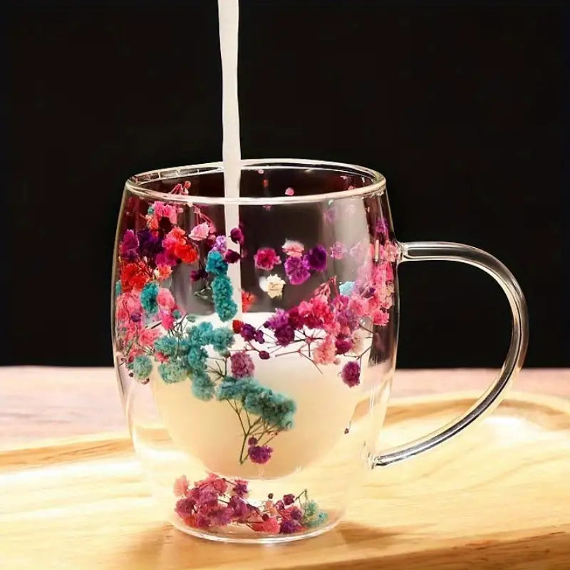 FLOWER GLASS MUG  - LARGE